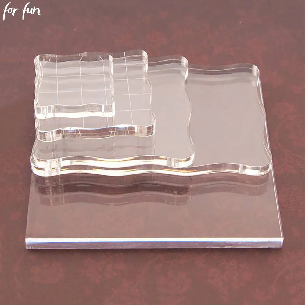 For Fun DIY Transparent Seal Stamp Block for DIY Scrapbook Clear Photo Album Decorative Organic Glass Acrylic Handle Back Plate