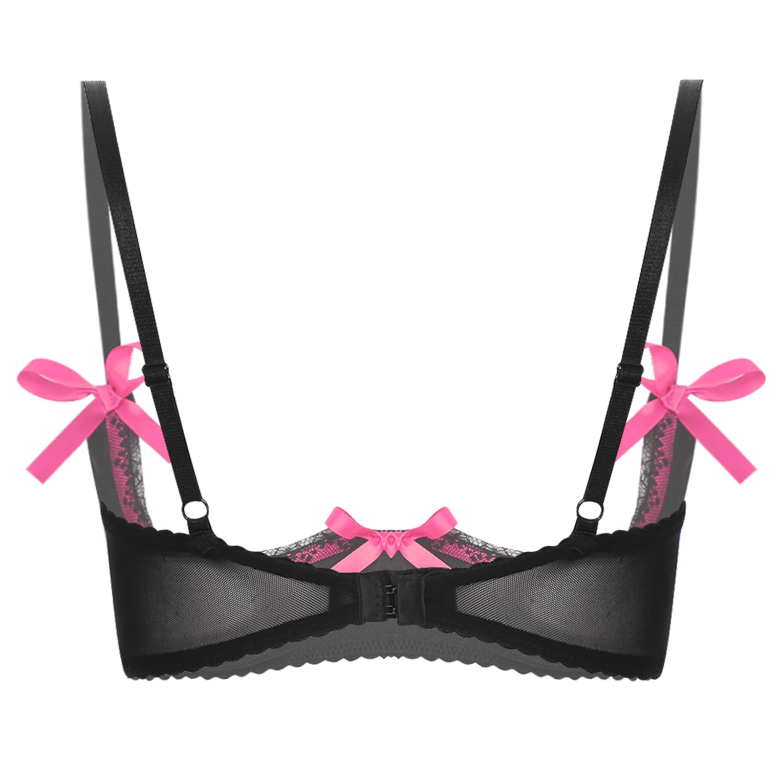 Soutien-gorge push-up sexy pour femmes, balconnet rembourré, bonnet nœud papillon, garniture en dentelle, soutien-gorge à armatures, lingerie tentante, vêtements de nuit, 1/3