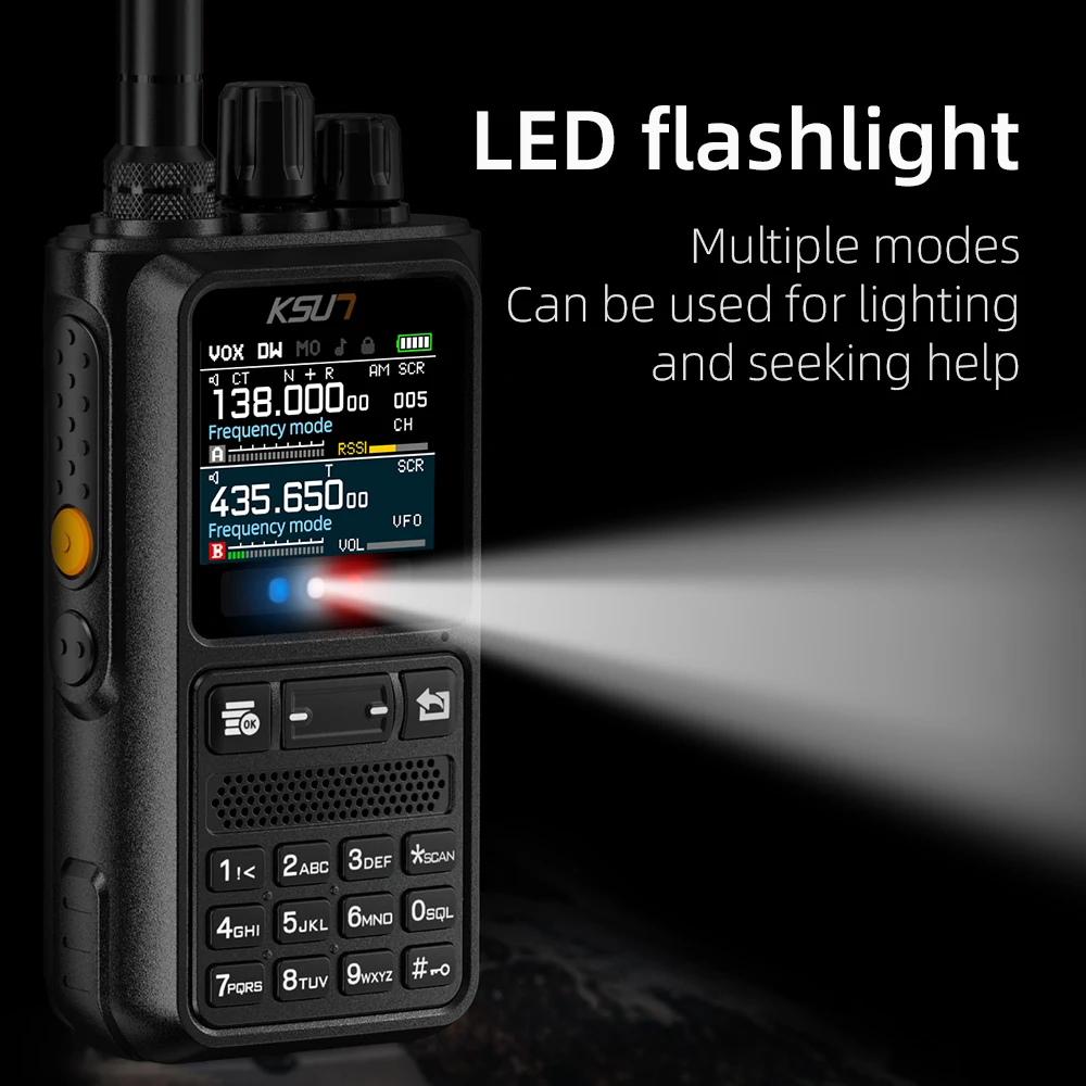 Long Range Two Way Radio Walkie Talkie 3W/5W/8W AM FM Multiband Portable Handheld Ham Radio with Desktop Charger Flashlight