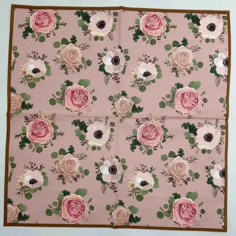 20pcs 33cm 3-Ply Colourful Floral Folded Wood Pulp Paper Party Decoration Paper Placemat Household Drawing Paper