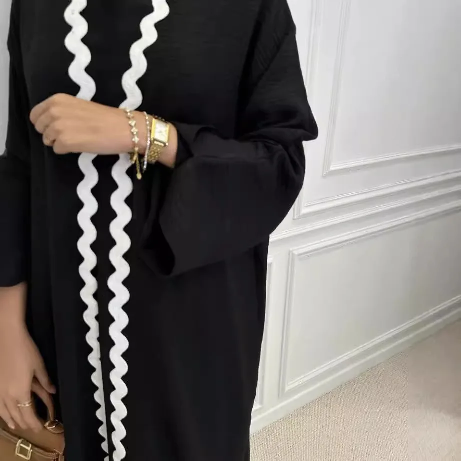 

2025 Fashion Patchwork Muslim Abaya Maxi Dress Women Kaftan Dubai Kebaya Vestidos Robe Kimono Femme IsIam Clothing Jalabiya Gown