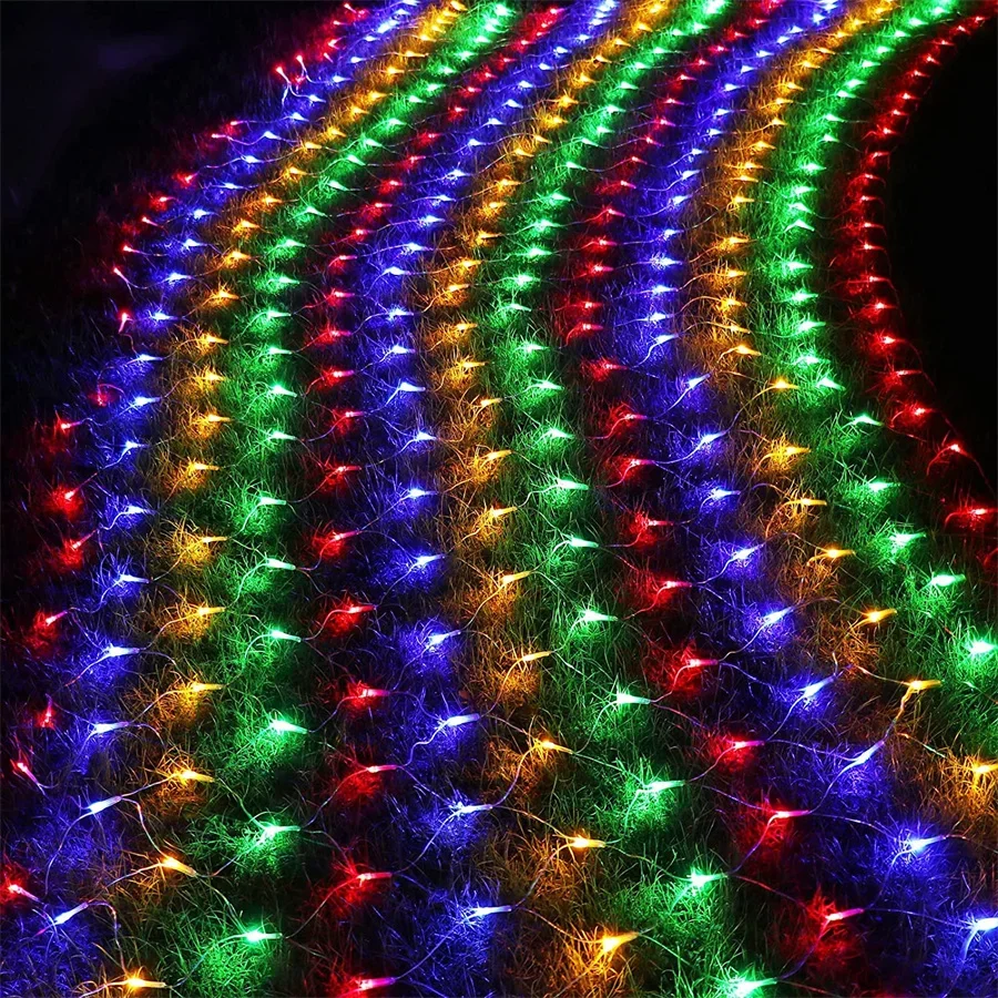 Thrisdar 6x4m 8x10M Large Size LED Net Mesh String Light Outdoor Christmas Net Light Lawn Fence Tree wrap Net Fairy Light