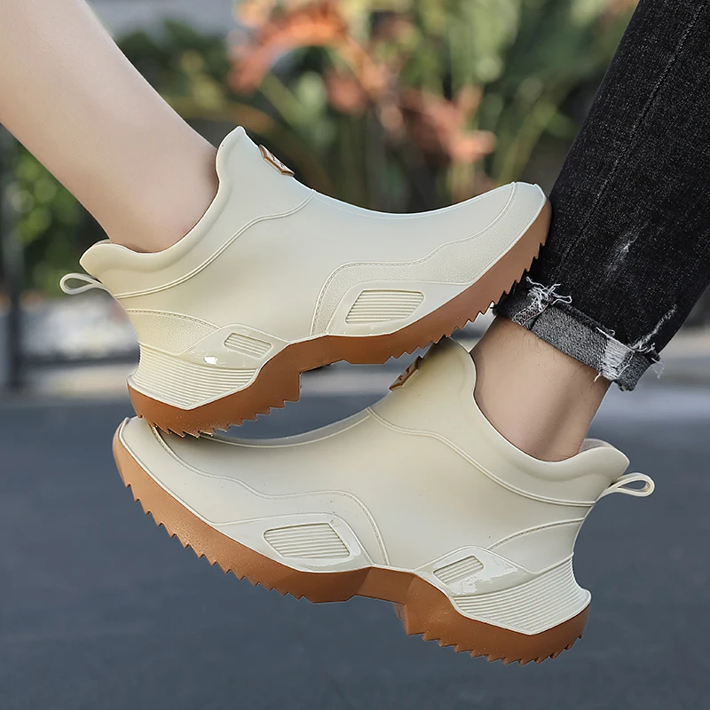 

Rain Shoe 2025 Short Tube Waterproof Shoes for Men Women Rain Boots Anti-slip Wear-resistant Rubber Shoes zapatillas para hombre