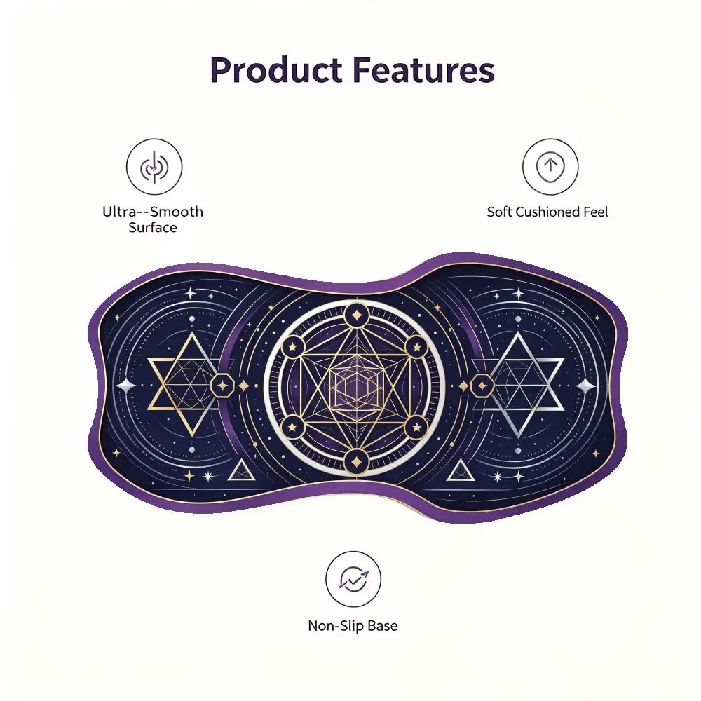 Creative Orange Mystic Sun Alchemy Desk Mat Thick Rubber Precision Tracking Special Shaped For Office Use