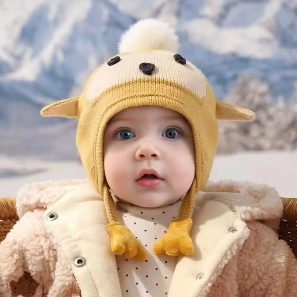 Kawaii الكرتون قبعة قبعات سميكة Coldproof الطفل الأذن حماية قبعة الدفء يندبروف محبوك قبعة دافئة للبنين بنات