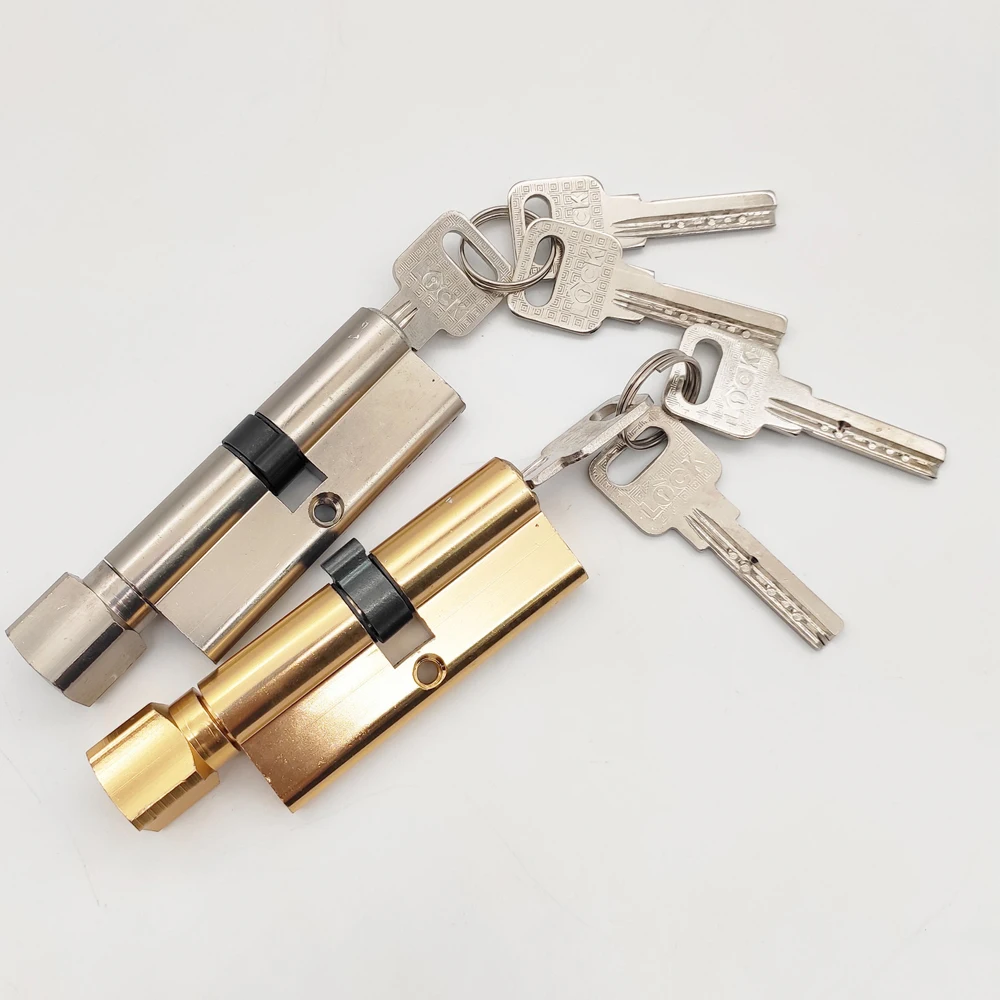 Door Cylinder Lock Biased 70mm 3 Keys Anti-Theft Entrance Aluminum Alloy Door Lock Home Security Interior Bedroom Lock Cylinder