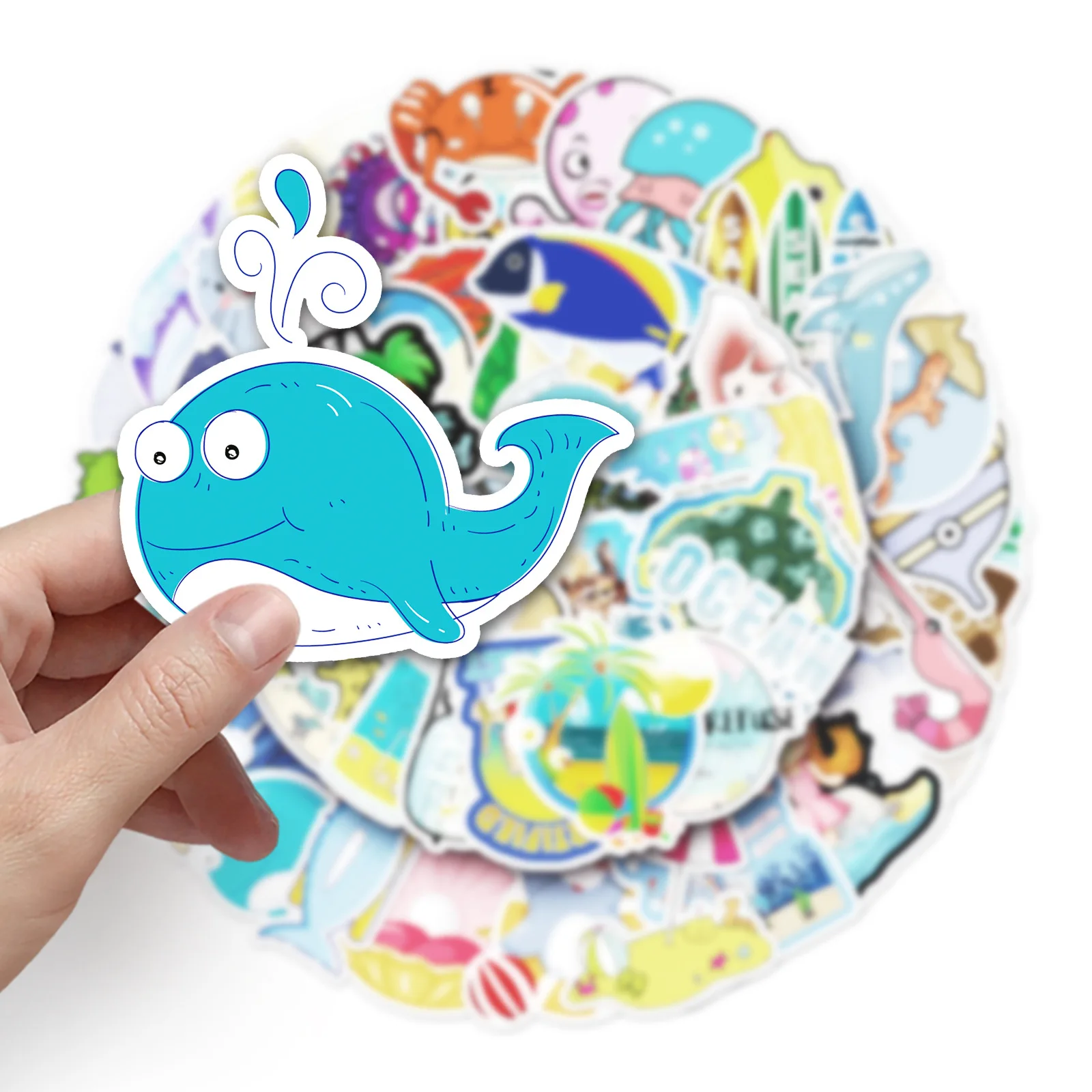 50Pcs Marine Animal Series Graffiti Stickers Suitable for Laptop Helmets Desktop Decoration DIY Stickers Toys Wholesale