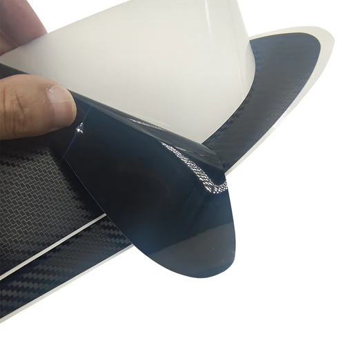 Imagen 2 del producto Cinta de protección de riel de tabla de SUP transparente, imitación de carbono, tabla de surf de panal de abeja, película protectora de riel de tabla de Paddle, 83 ""/75""