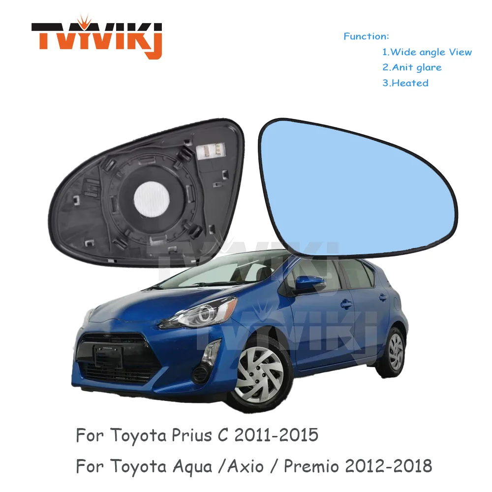 1 pair Side Rearview Mirror Blue Glass Lens For Toyota Prius C 2011-2015 Aqua Axio Premio 2012-2018 Wide Angle View car mirrors