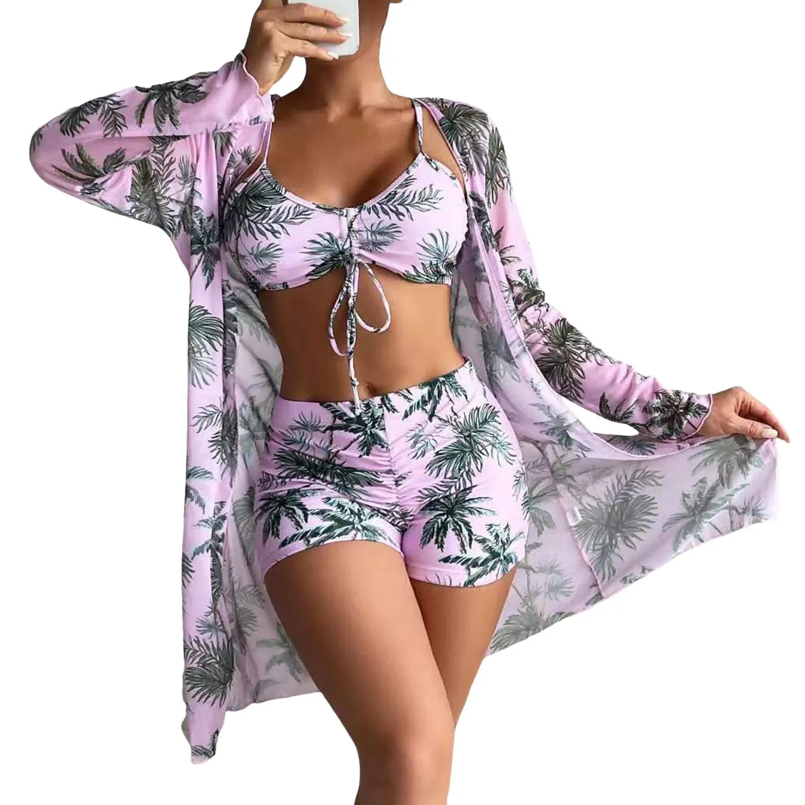 Maillots de bain Grande Taille Femmes Tankini Maillots de bain Tankinis Sst Mode Nouveau Modèle Feuille d'érable Imprimé Split Bikini Environ Ljьник 2024