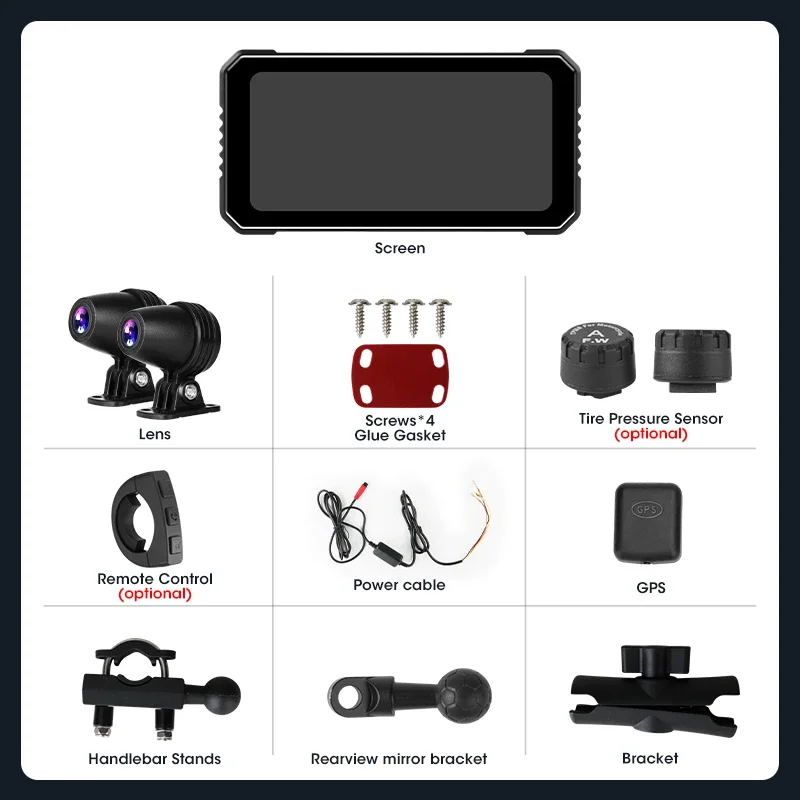 Develuck 6.25" 4K+1080P Motorcycle DVR GPS Navigation Wireless CarPlay Android Auto Bluetooth Dual Lens Moto Remote Controller view 6
