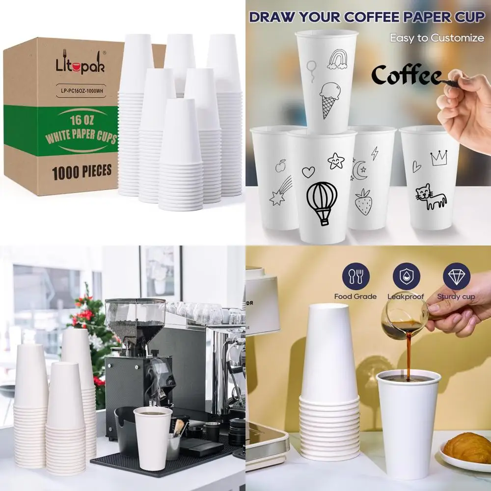 

Disposable 16 oz Paper Coffee Cups - Hot Beverage Cups for Offices, Schools, and Shops, Ideal for Daily Use