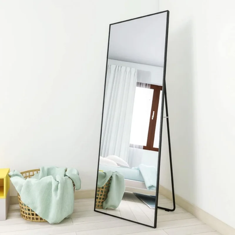 Alloy Frame Full Length Mirror Free Standing Hanging or Leaning Floor Mirror Wall Mounted Full Body Mirror , 65" X 24"