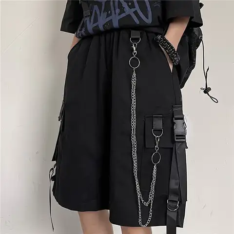 남성 반바지 뜨거운 2025 여름 캐주얼 패션 스타일 보드 반바지 버뮤다 남성 Drawstring 탄성 허리 체인 비치 반바지 남자