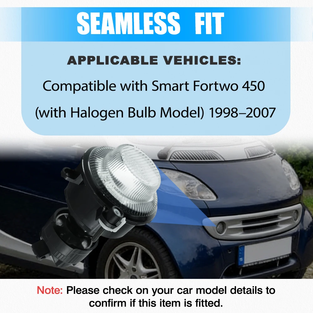 

For Smart Fortwo 450 1998–2007 Car Front Bumper Fog Light with Halogen Bulb Amber Light 0002902V002 0002902V002000000