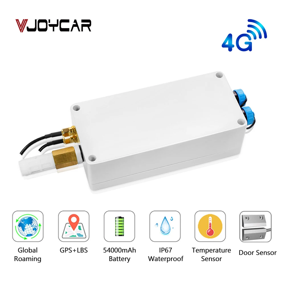 Vjoycar 2022 4G Remote Logistics Shipping Container GPS Truck Tracker 54000mAh Large Battery 10-Year Standby Door Status Detect