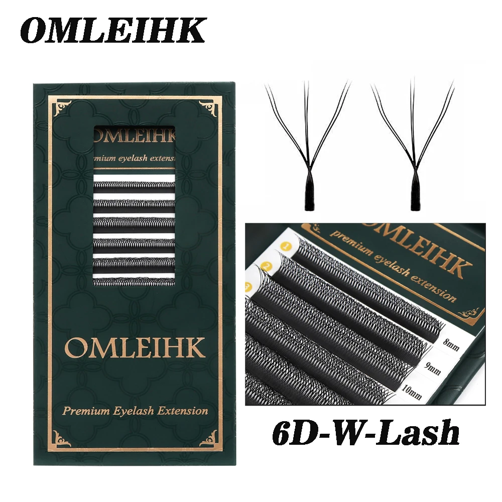 OMLEIHK 3D 6D W-Form Wimpernverlängerungen Natürliches Volumen C/D Curl Vorgefertigte Fächer Weiche Leichte Einzelwimpern Großhandel