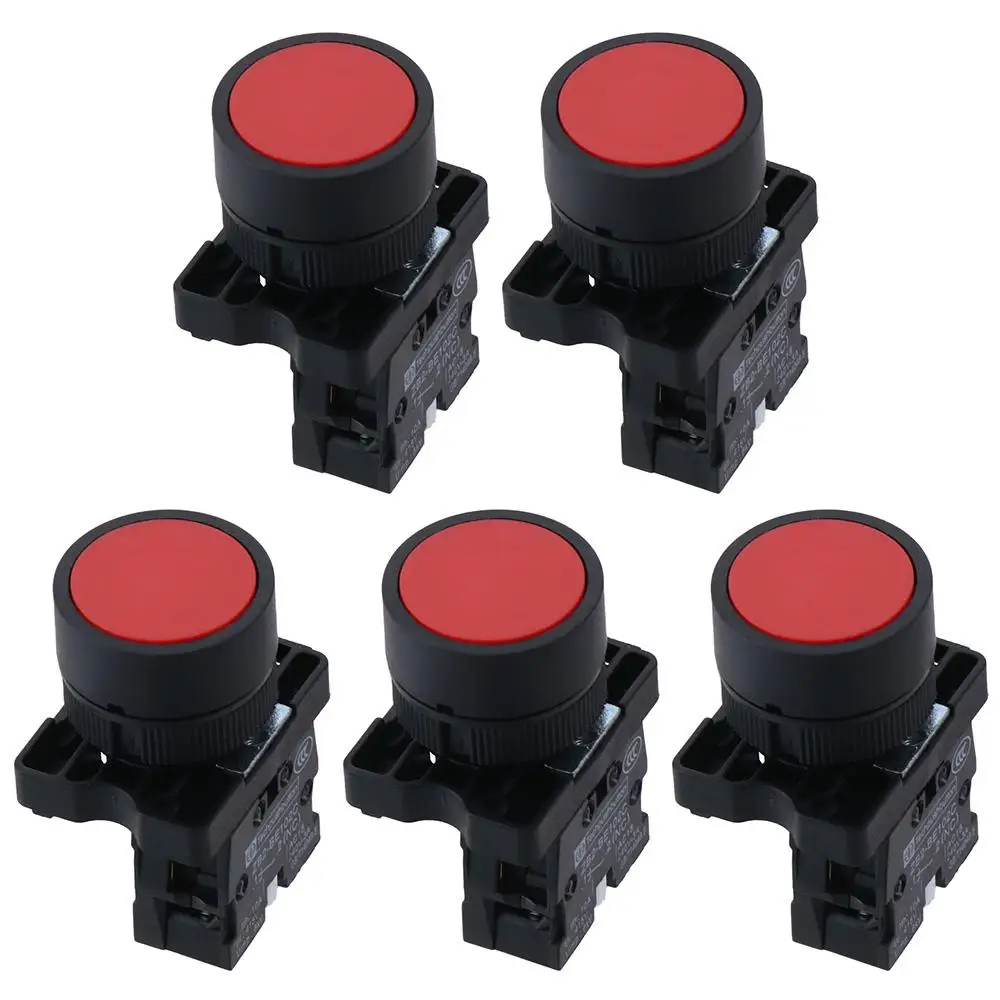 5pcs Durable 1 NO N/O Momentary Push Button Switch 600V 10 Amp Green Red Yellow Blue Sign Power Button Switch 22 mm Plastic