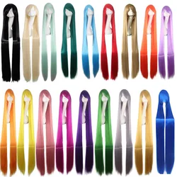 150CM 59'' Long Straight cosplay Wigs full Bangs blonde purple white green gray Synthetic Fake Hair Halloween party Wig