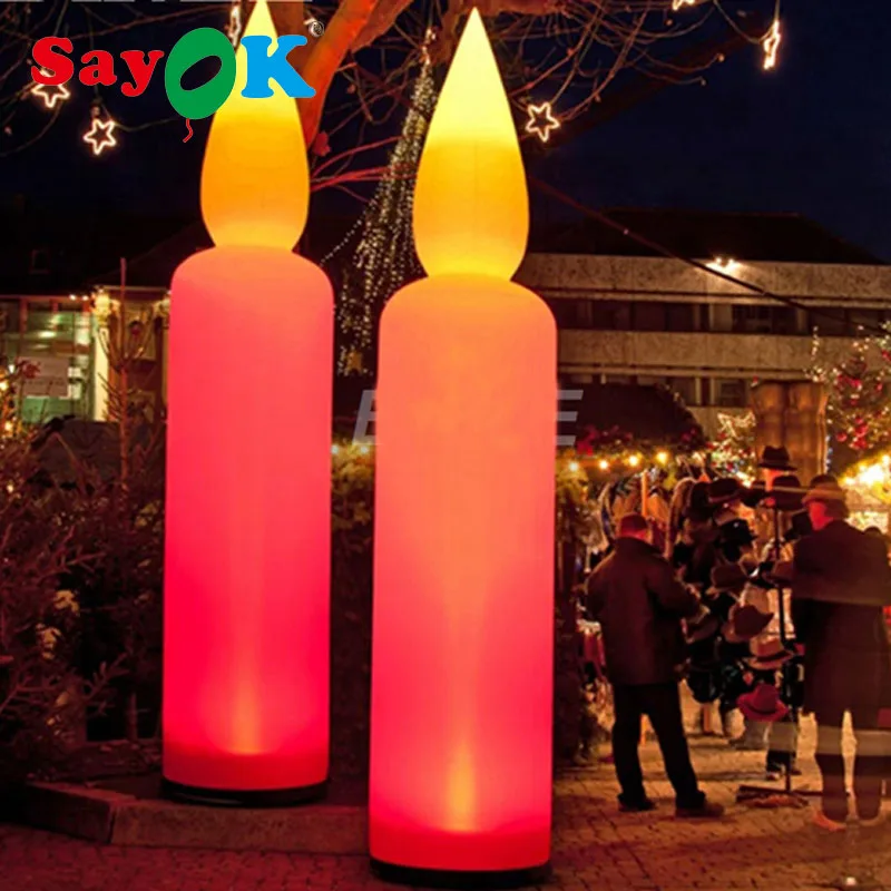 1pc Inflatable Lighting Candle Decoration Inflatable Candle Pillar Model For Outdoor Night Party Show Decoration