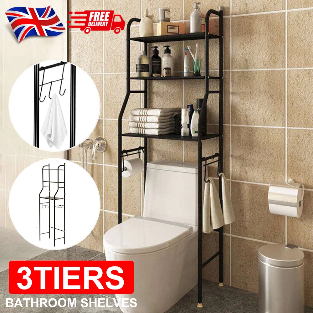 3Tier Over Toilet Storage Rack Laundry Washing Hine Shelf Organizer UK Spot~