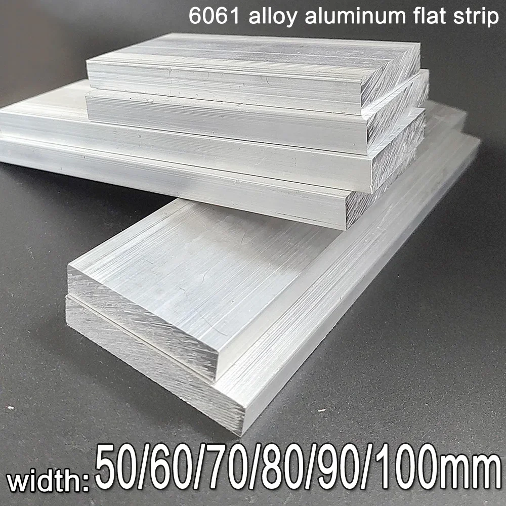 6061 Aluminum Alloy Flat Bar Thickness 10mm Width 50mm 60mm 70mm 80mm 90mm 100mm Length 80mm 100mm 150mm 200mm 300mm