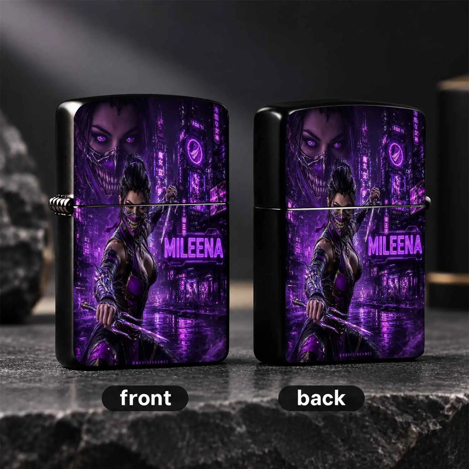 Cyber Neon Mileena Themed Lighter Character Stylish Portable Daily Use Accessory Purple Glow City Vibe Collectible For Gaming Fans Ideal Gift For All Scenarios Interesting And Humorous Lighters