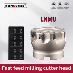 Fast feed milling cutter head LNMU03 40/50/63/80/100mm turning tool holder for LNMU0303ZER double-sided fast feed milling insert