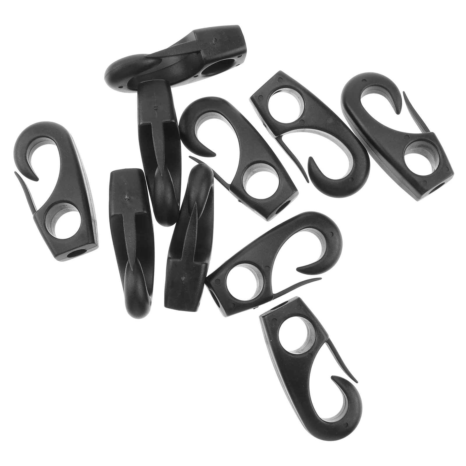 

10pcs Plastic Hooks Black Fishing Rigging Bungee Canoe Kayak Rowboat Boat Accessories Outdoor Strong Glossy Wear