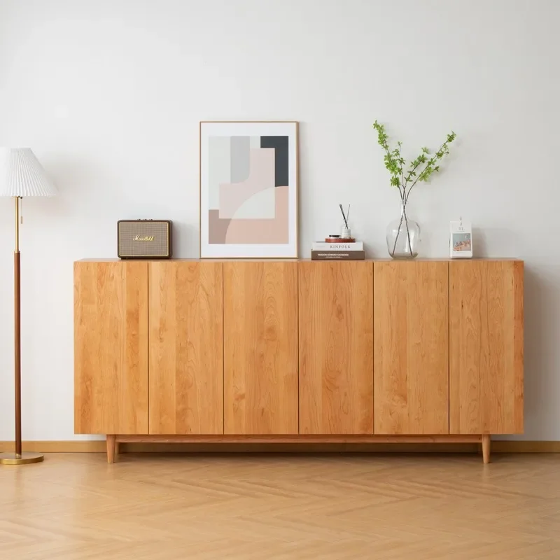 Nordic cherry wood solid wood shoe cabinet simple Japanese-style home door living room porch storage multi-layer storage cabinet