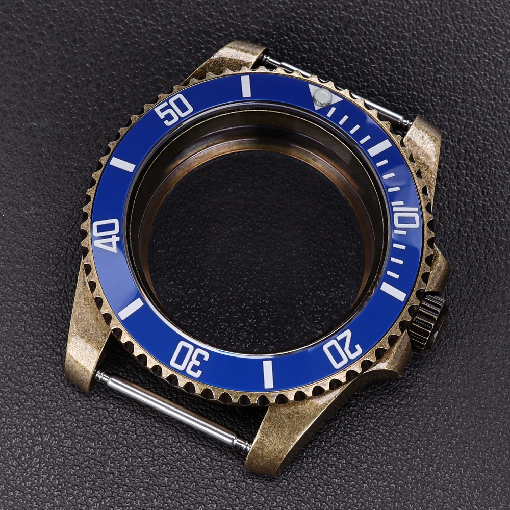 40mm Bronze Vintage Diving Watch Case for Seiko NH35 NH36 NH34 NH38 Movement SUB/GMT Watch Replacement Parts With Sapphire Glass
