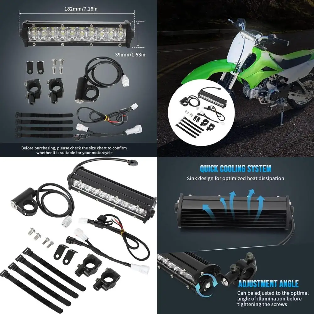

LED Light Bar Kit for CRF110 KLX110 TTR110 YZ250F, 60W Motocross LED Headlight Kit and Off Road Wiring Harness Plug-Play Headlig