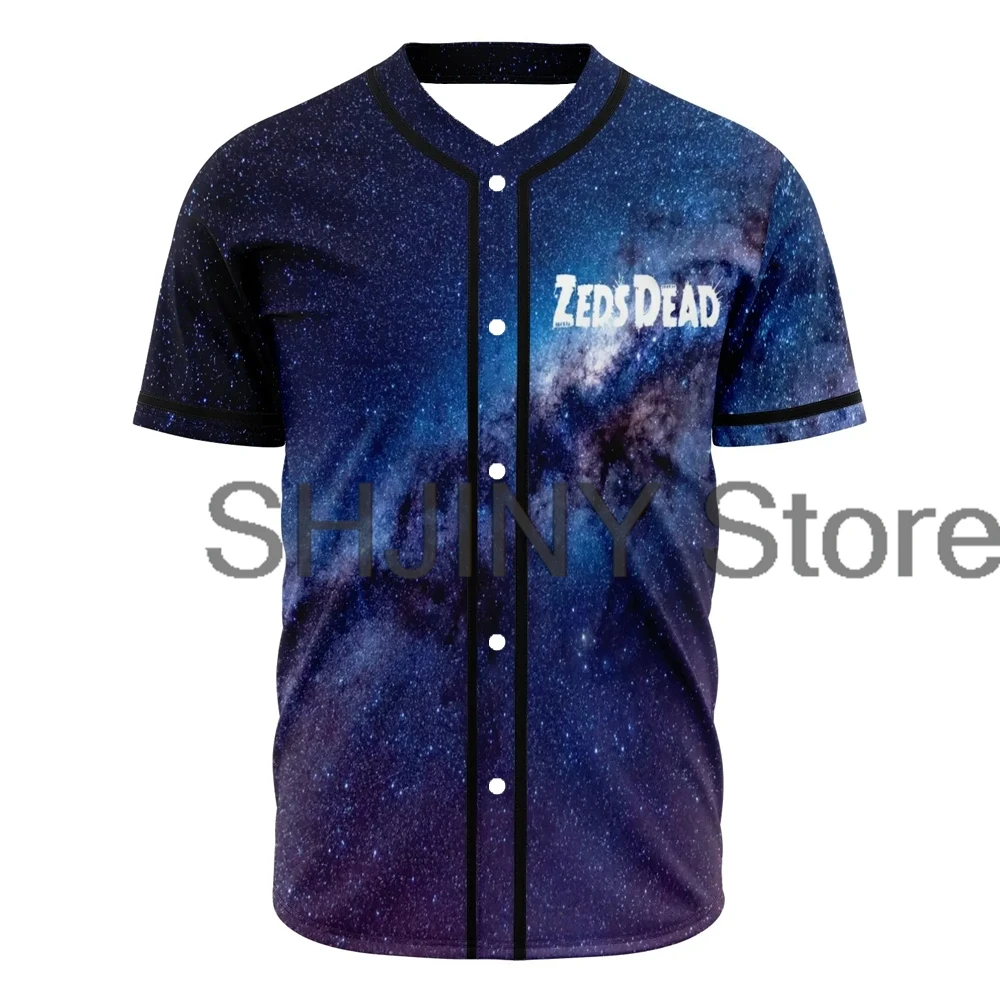 Zeds Dead Norman Jersey Baseball Jacket Shirts V-Neck Short Sleeve Button-up Tee Women Men Streetwear Hip Hop Clothes