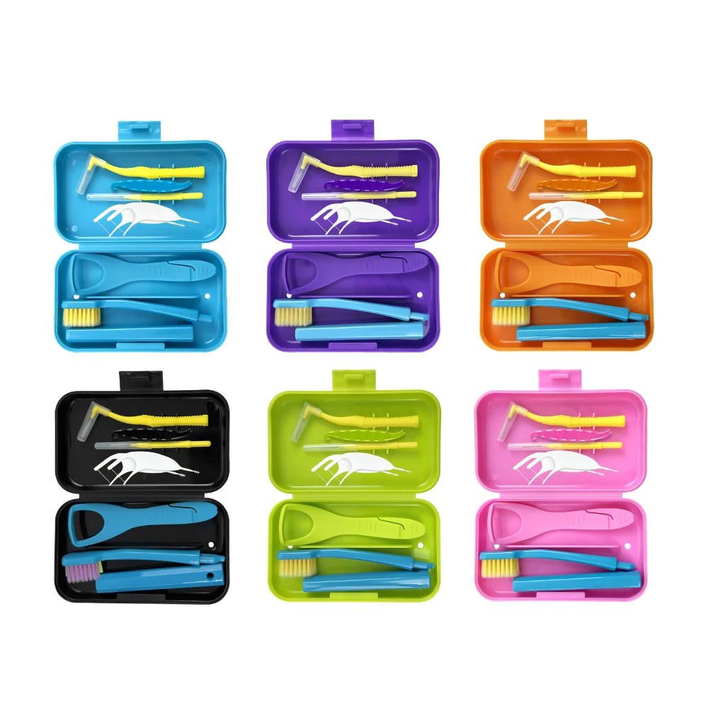 Toothbrush Box Portable Interdental Brush Tongue Scraper Travel Kits Oral Hygiene Floss Deep Cleaning Toothbrush Storage case