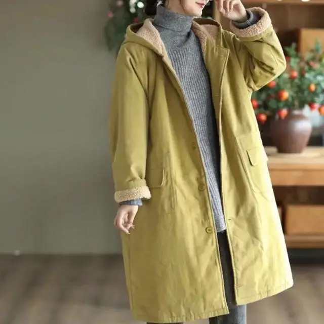 Winter New Women's Windbreaker Cotton Coat Commuting Hooded Workwear Jacket