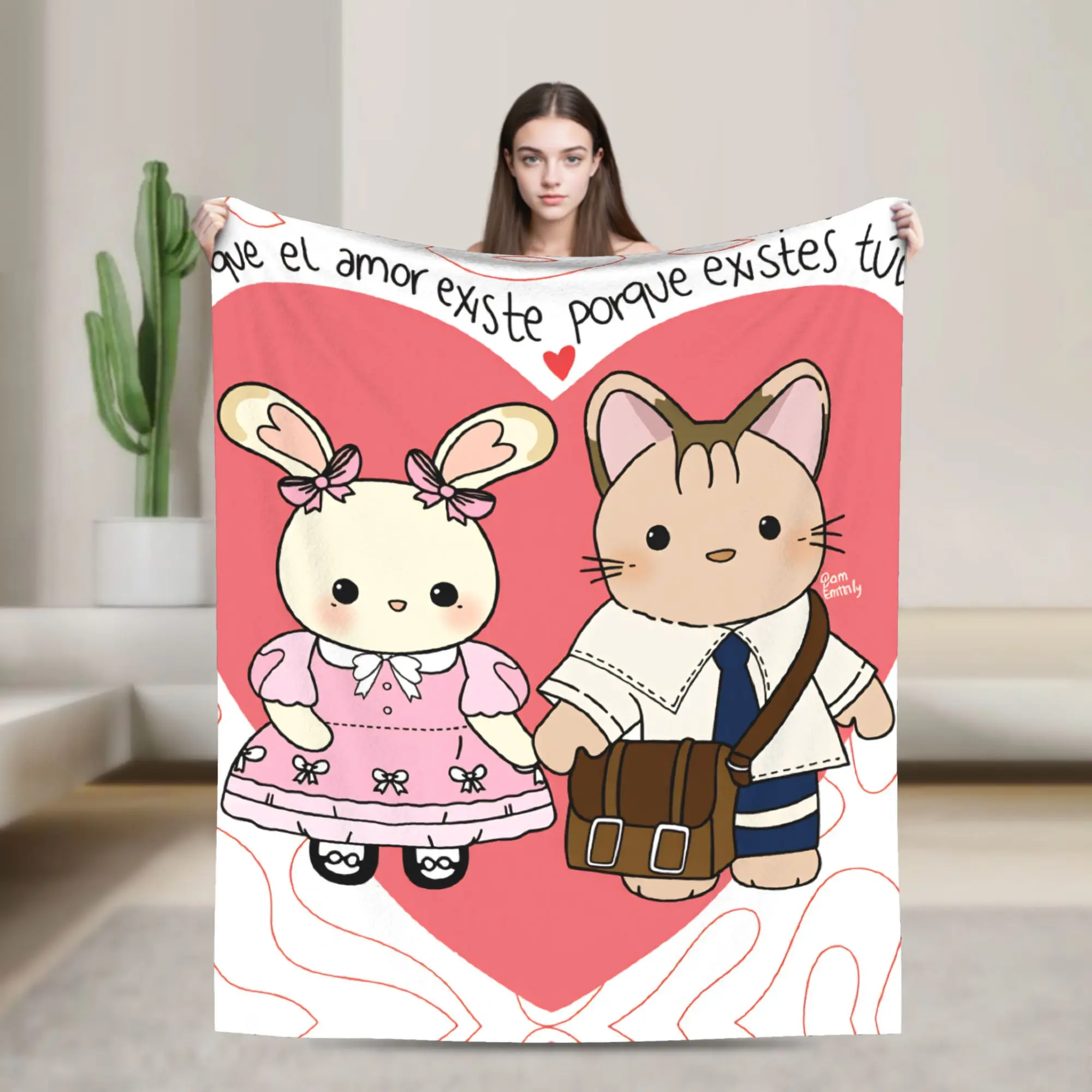 Cute Sylvanian Families Flannel Blanket  Super Soft Bedding Throws for Couch Chair Camping Funny Bedspread Sofa Bed Cover