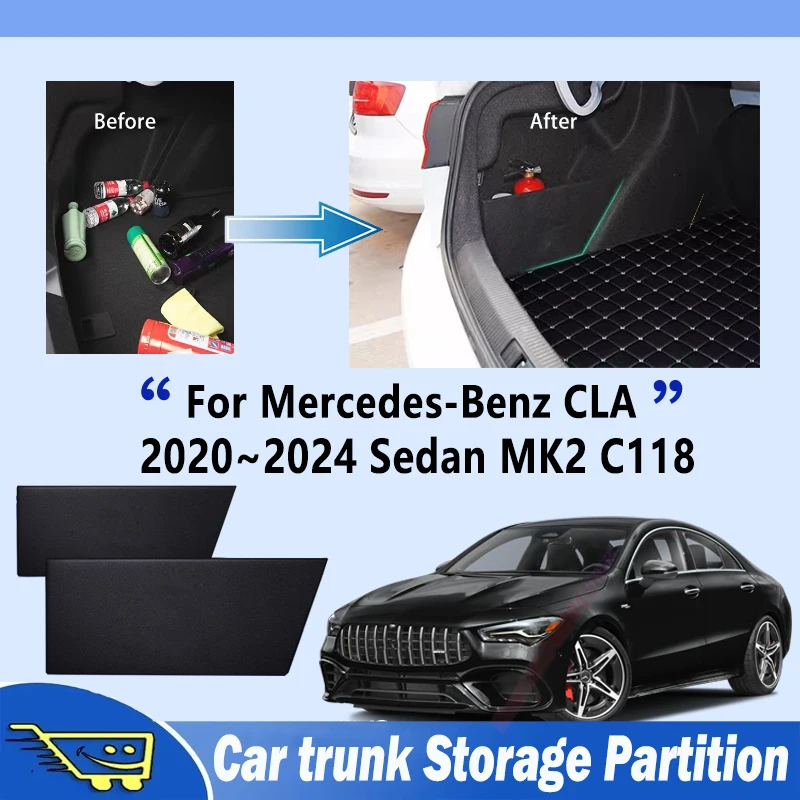 For Mercedes-Benz C118 CLA Sedan 2020~2024 MK2 Trunk Storage Partition Multifunction Storage Box Auto Interior Parts