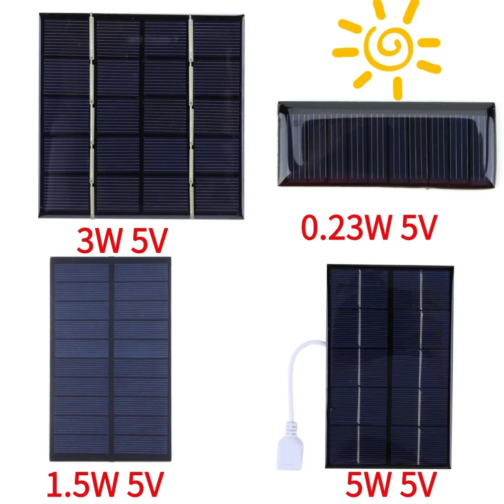 3W 5V Portable Solar Panel Charger Photovoltaic Cells for Solar Light for 3.7V Battery 3-5V Battery/Phone Charger