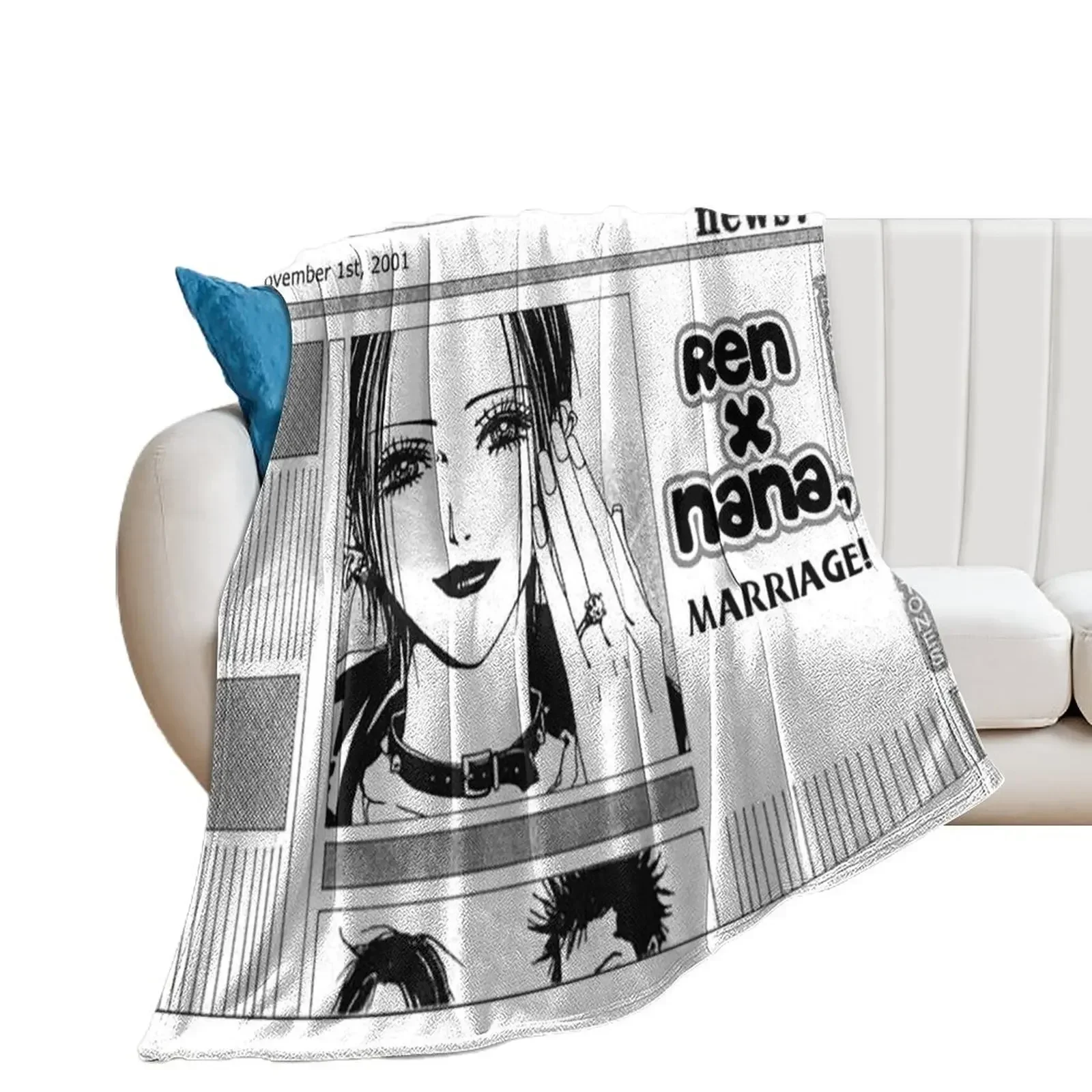 Nana Osaki Engaged with Ren Throw Blanket Decoratives cosplay anime Vintage Blankets