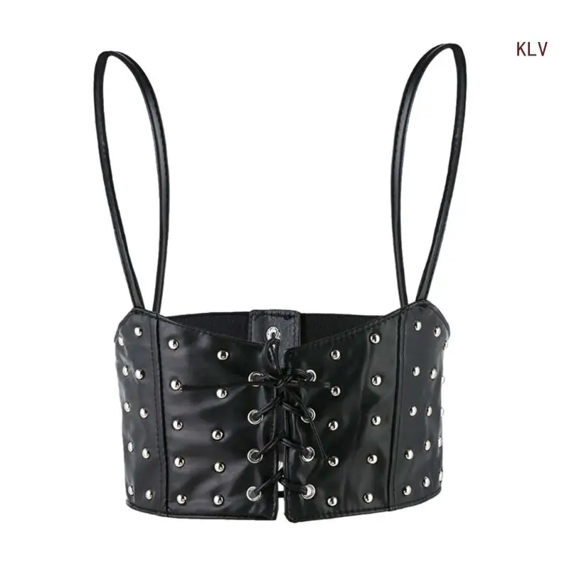 

Womens Lace Up Corset Bustier Sexy Waist Trainer Belt Bustier Steampunk Underbust Corset Outwear Rivet Underbust