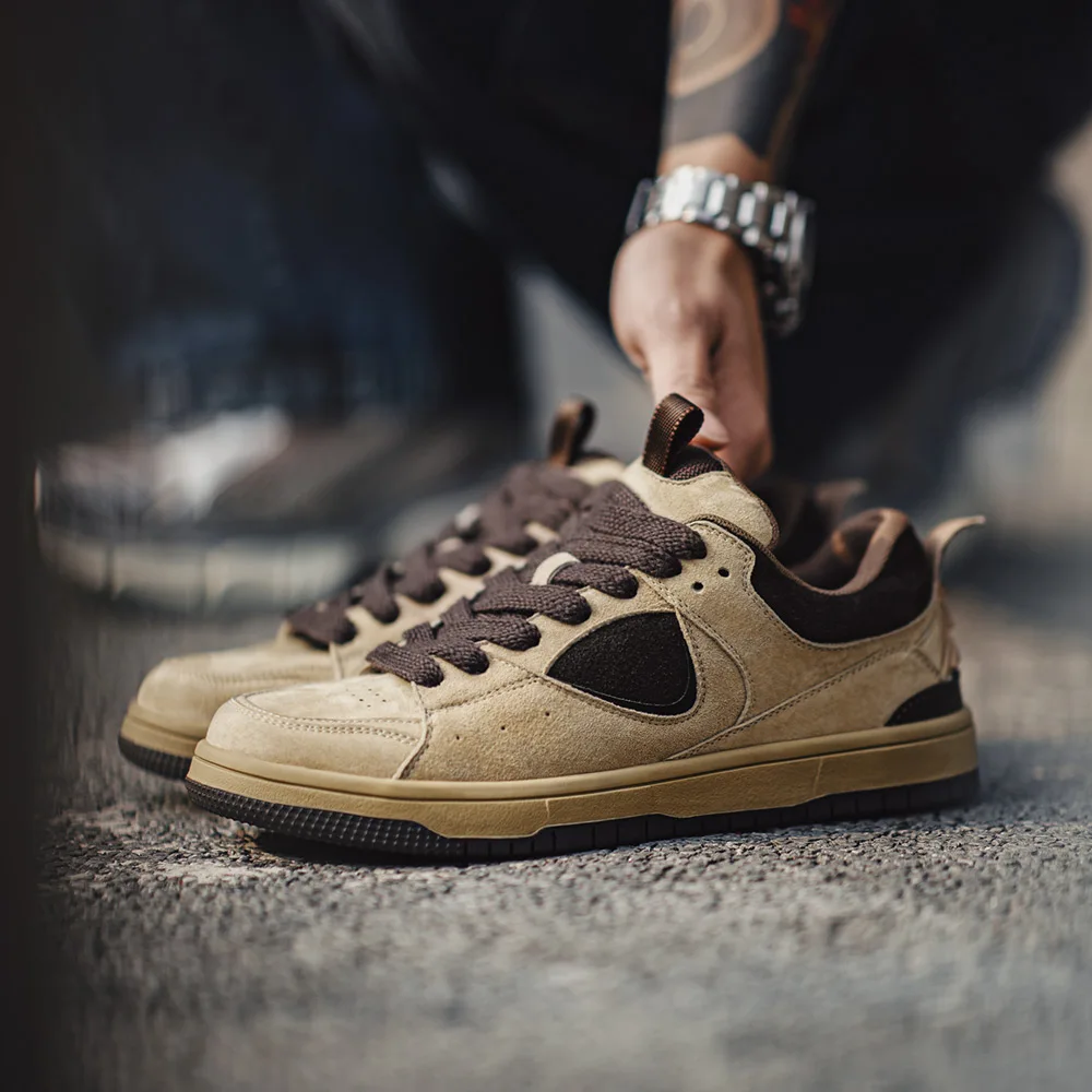 Men's Color-Block Skate Shoes - Breathable Chunky Sole Sneakers