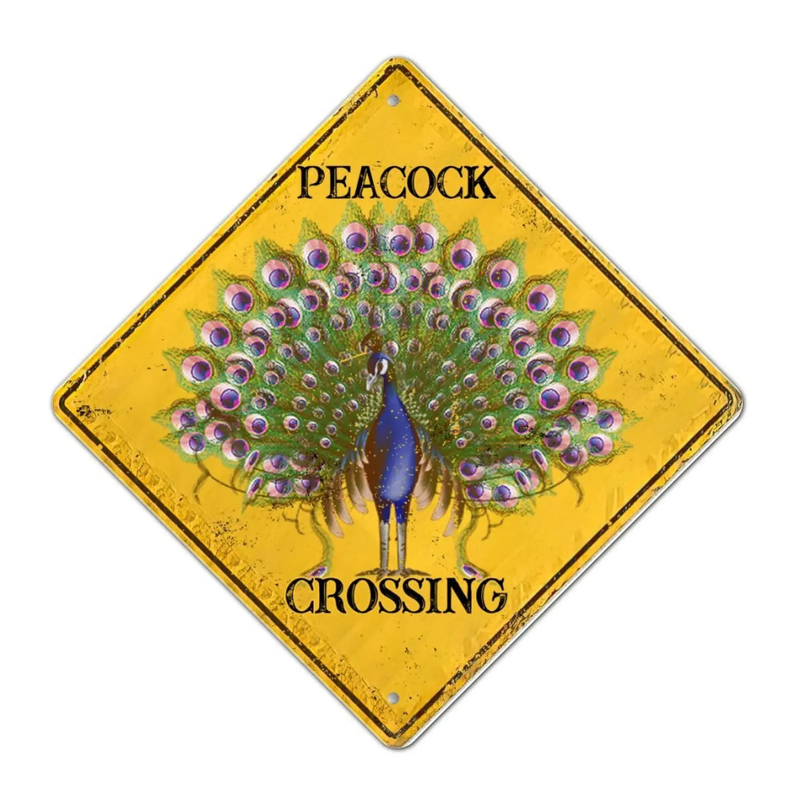 Caution Peacock Crossing Xing Sign Rustic Metal Tin Sign Rustic Animal Animal Sign Slow Peacock Crossing Zone Warning Caution Si