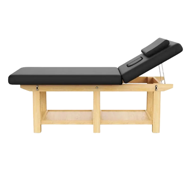 Mesa de masaje estacionaria ancha de madera para mesa de tratamiento, mesa de fisioterapia, Spa, Cama Facial Lettino Da Massaggio de cuero PU