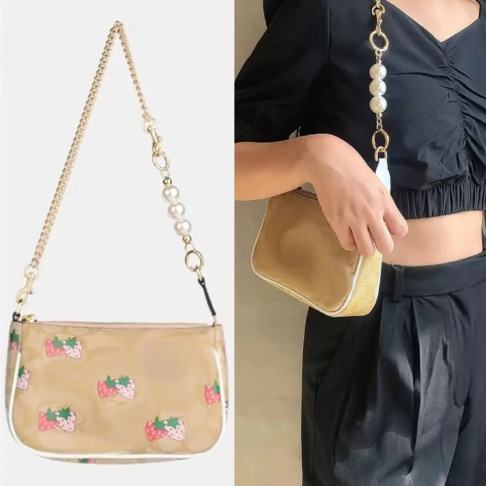 Bag Chain Strap Extender Pearls Patchwork Bag Chain Pearl  Handbag Extension Chain Women Bags Belt