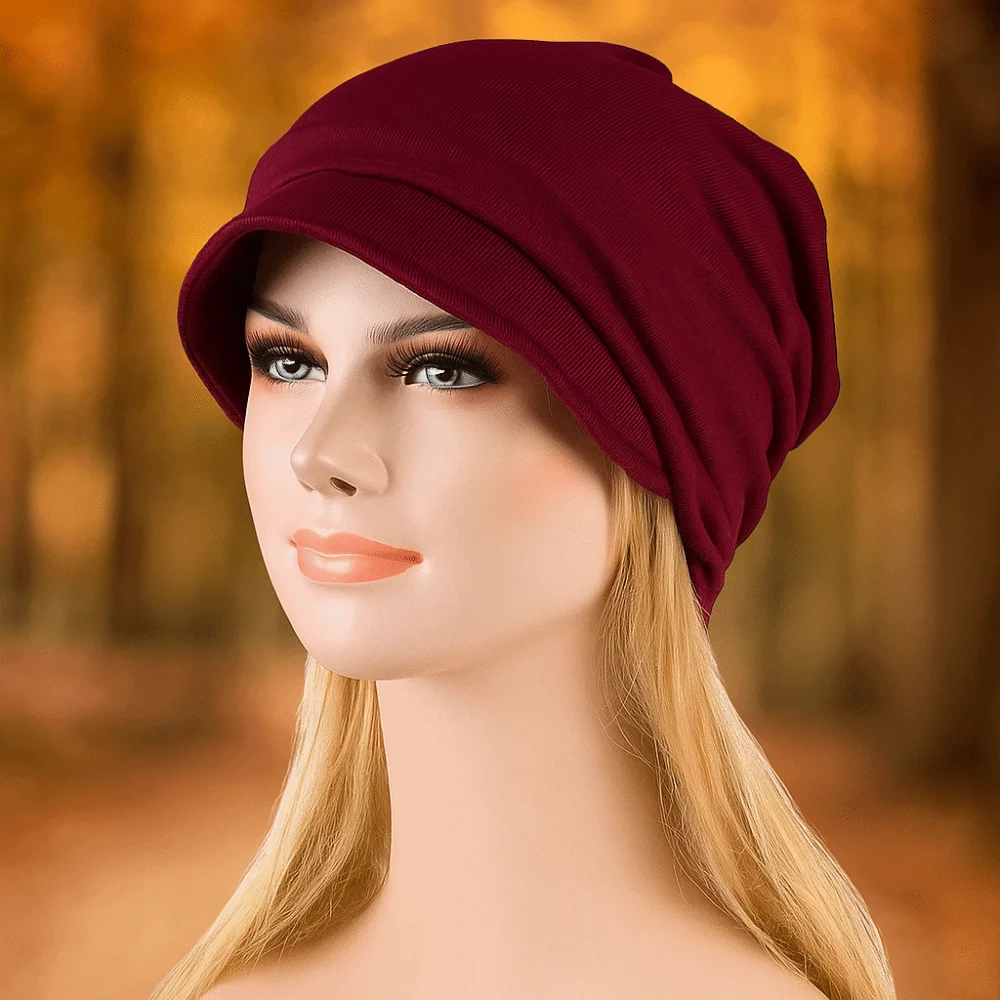 Comfortable Sun Protection Brimmed Basin Hat Breathable with Brim Cancer Chemo Cap Lightweight Soft Turban Hat Bald Confinement