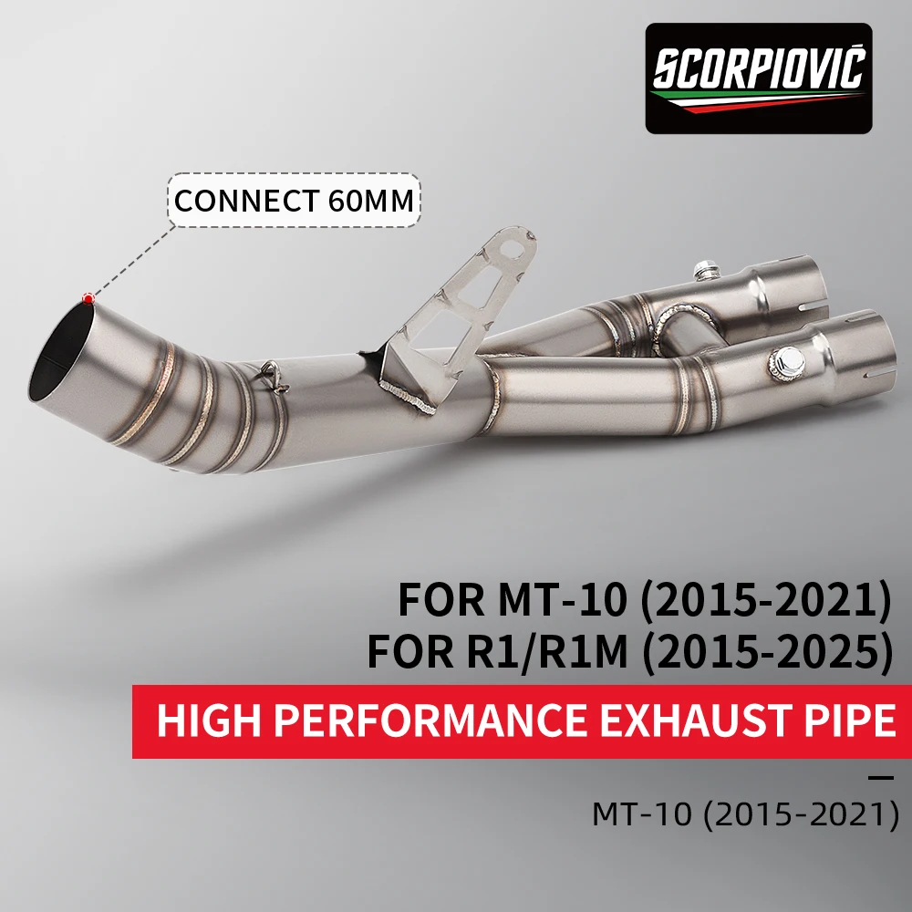 FOR YZF-R1 MT-10 R1M AW-30 2015-2025 Motorcycle Stainless Steel Mid-section Connected Exhaust System Complete Set 60mm Muffler