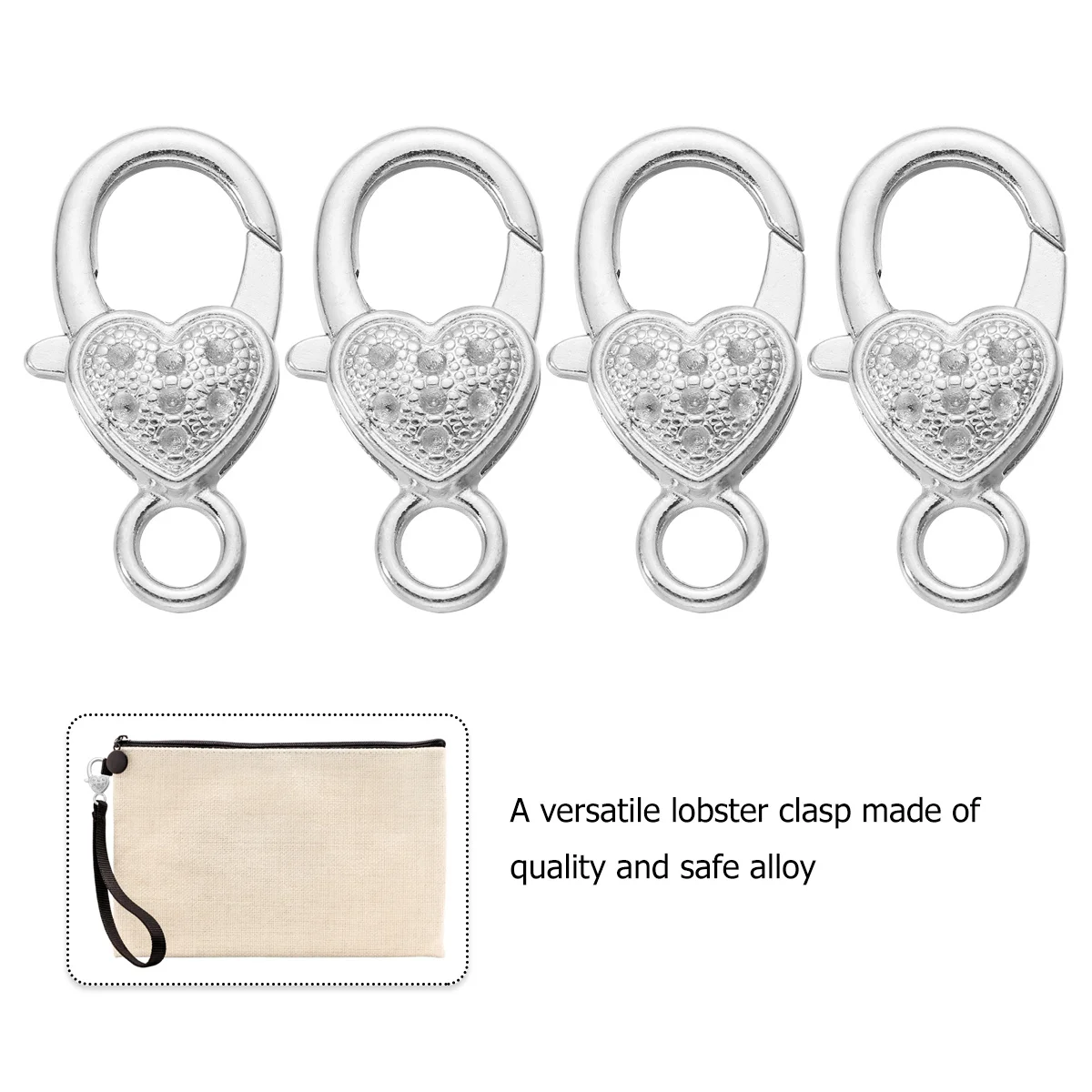 10Pcs Classic Heart Lobster Clasp Small Vintage Alloy for DIY Bracelets Necklaces Bags Accessories Heart-Shaped Lobster Clasp