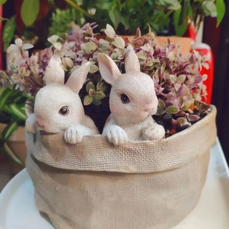 Easter Bunny Planter Decor- Nordic Style Rabbit Flower Pot, Cute Garden Decorations for Home
