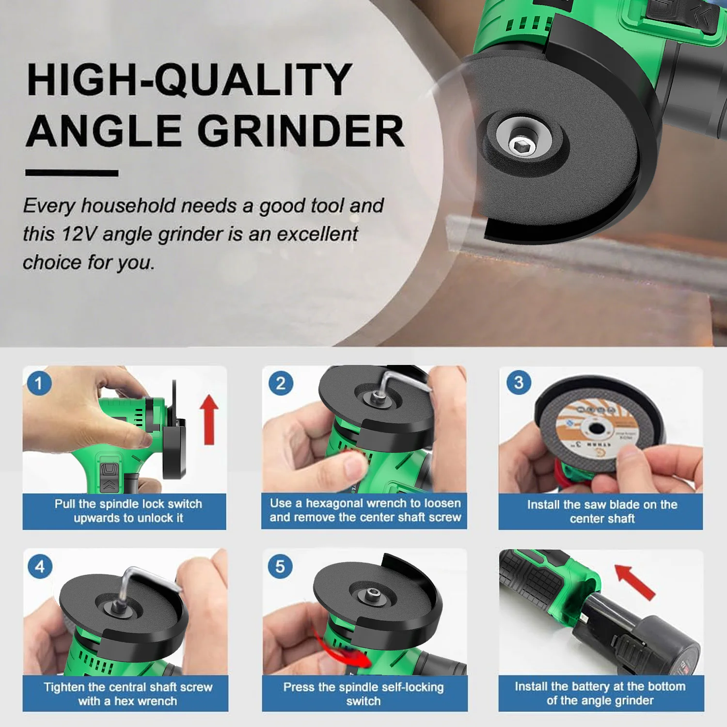 Amoladora angular eléctrica de 20000RPM, herramienta de pulido, Mini máquina cortadora portátil inalámbrica, batería recargable de 12V