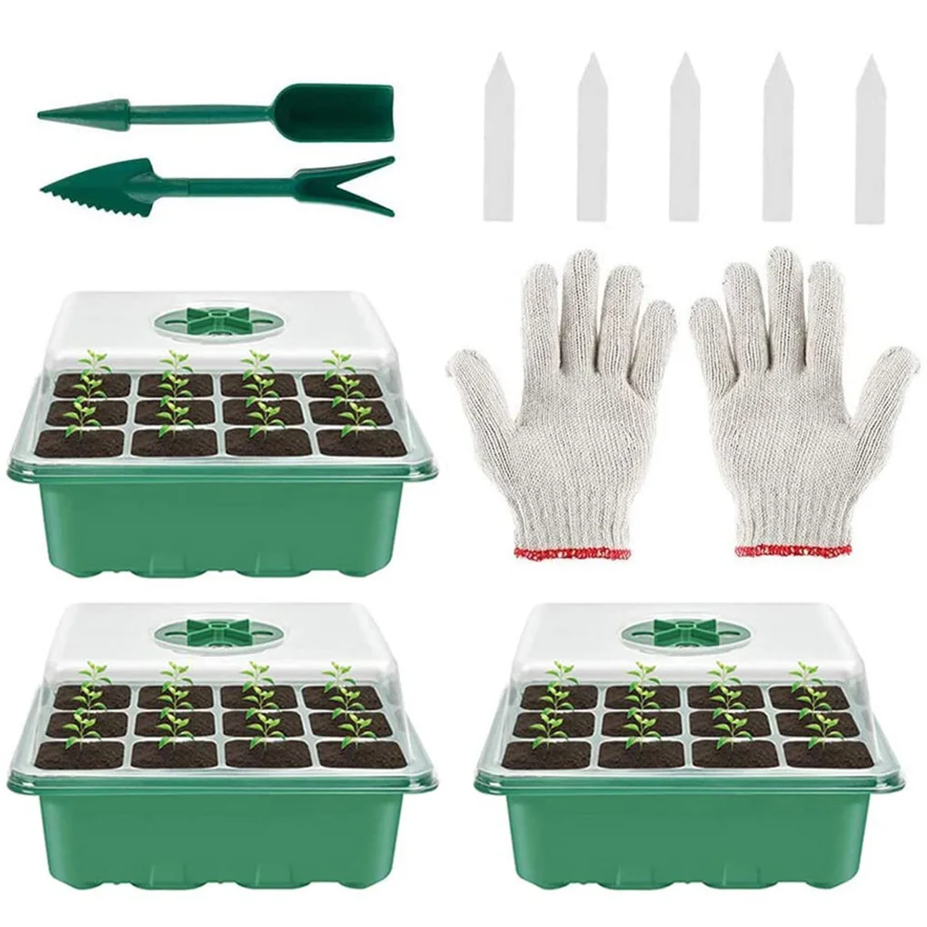 

Greenhouse Tray Plastic Planting Sowing Tray Kit Draining Garden Flower Nursery Pot Seeding Starter